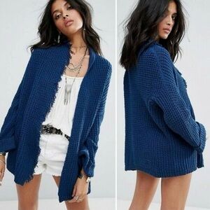 Free People I'll Be Around Cardigan Sz Small Blue